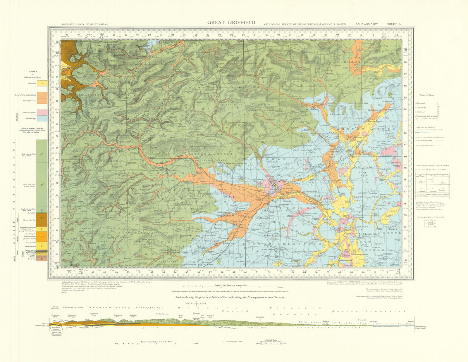 Great Driffield geological survey sheet 64 Yorkshire Wolds Kilham 1966 map